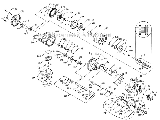 Page A Diagram and Parts List for 50VSX 1151035 Penn Conventional Reels