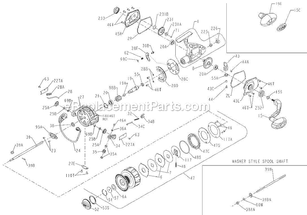 Page A Diagram and Parts List for TRQS5E-G  Penn Spinning Reels