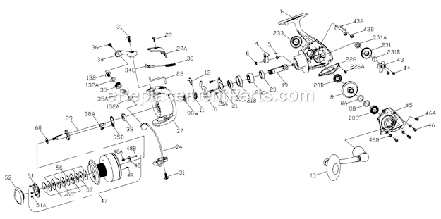 Page A Diagram and Parts List for FRC8000  Penn Spinning Reels