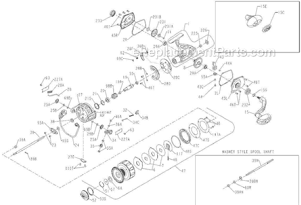 Page A Diagram and Parts List for TRQS5-G  Penn Spinning Reels
