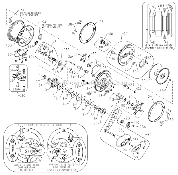 Page A Diagram and Parts List for US113N  Penn Conventional Reels