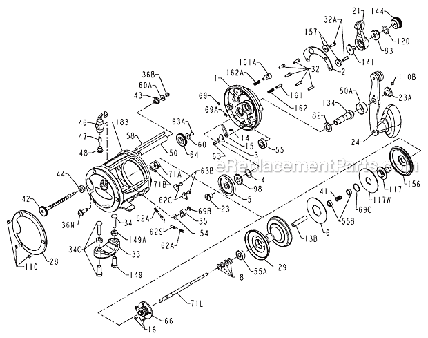 Page A Diagram and Parts List for 320LD  Penn Conventional Reels