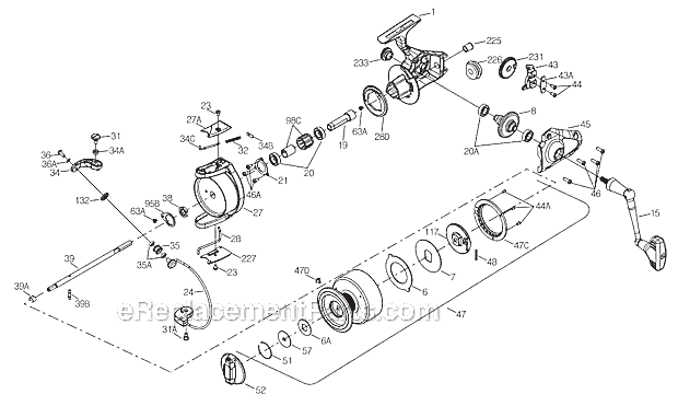 Page A Diagram and Parts List for 760  Penn Spinning Reels