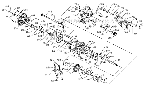 Page A Diagram and Parts List for FTH20LW  Penn Conventional Reels