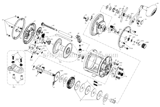 Page A Diagram and Parts List for SQL15LW  Penn Conventional Reels