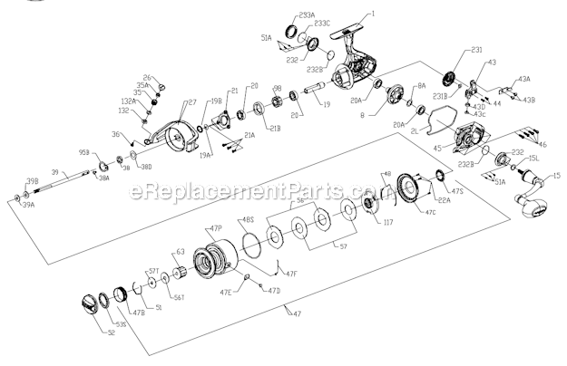 Page A Diagram and Parts List for SSV6500BLS  Penn Spinning Reels