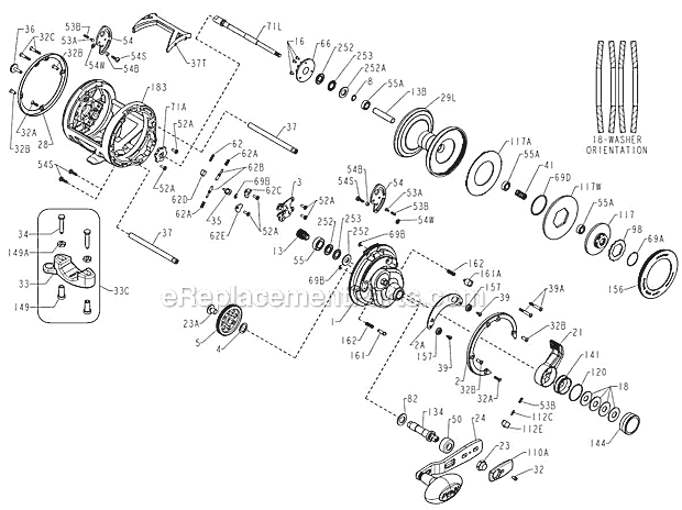 Page A Diagram and Parts List for SQL50LD  Penn Conventional Reels
