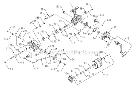 Page A Diagram and Parts List for 105CS  Penn Spinning Reels