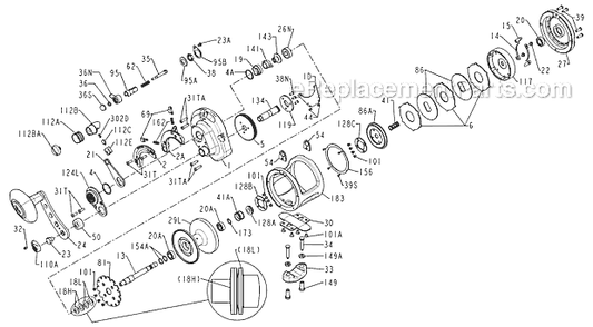 Page A Diagram and Parts List for TRQ300LD  Penn Conventional Reels