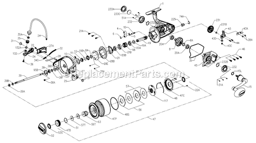 Part Location Diagram of 1277055 Penn Bail Arm Screw