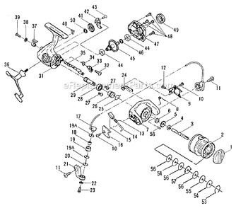 Page A Diagram and Parts List for PG1500  Penn Spinning Reels
