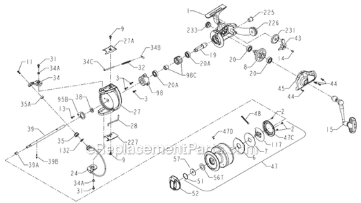 Page A Diagram and Parts List for 460  Penn Spinning Reels
