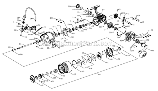Page A Diagram and Parts List for SSV8500  Penn Spinning Reels
