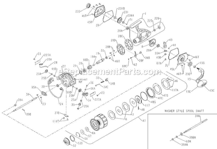 Page A Diagram and Parts List for TRQS9E-B  Penn Spinning Reels