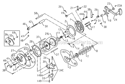 Page A Diagram and Parts List for 209  Penn Conventional Reels