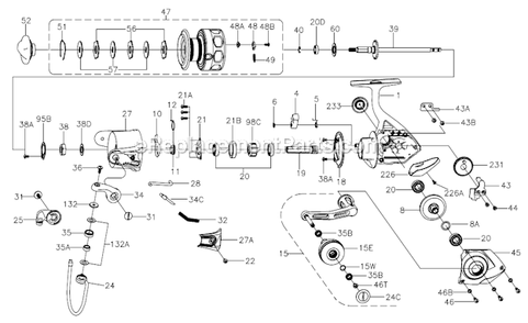 Page A Diagram and Parts List for CFT5000  Penn Spinning Reels