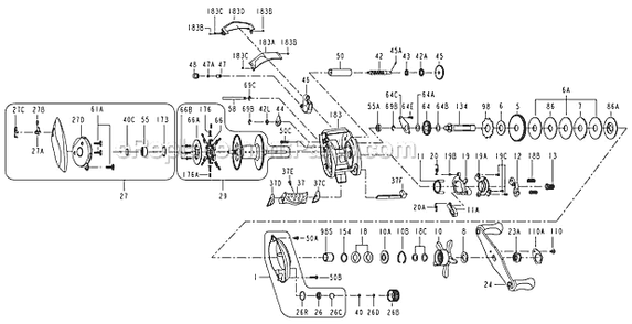 Part Location Diagram of 1185691 Shakespeare Worm Shaft