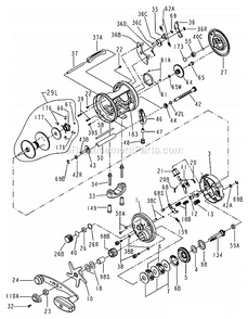 Page A Diagram and Parts List for 975  Penn Conventional Reels