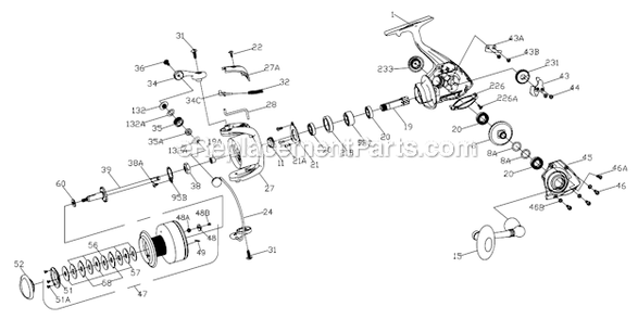 Page A Diagram and Parts List for FRC5000  Penn Spinning Reels