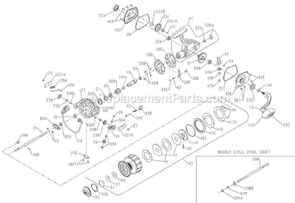 Page A Diagram and Parts List for TRQS7-G  Penn Spinning Reels