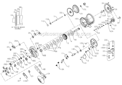 Page A Diagram and Parts List for TRQ30  Penn Conventional Reels