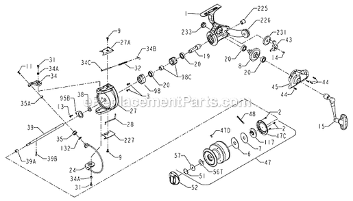 Page A Diagram and Parts List for 360  Penn Spinning Reels