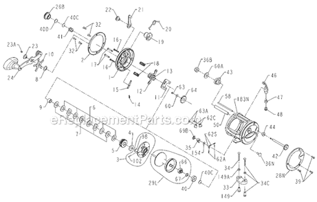 Page A Diagram and Parts List for 321GT2  Penn Conventional Reels