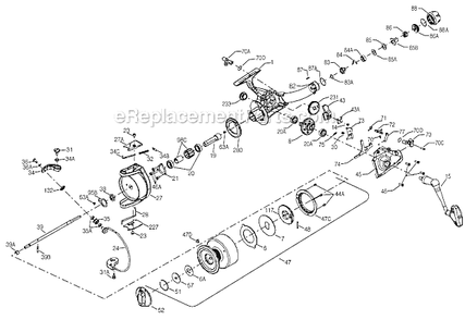 Page A Diagram and Parts List for 760L  Penn Spinning Reels