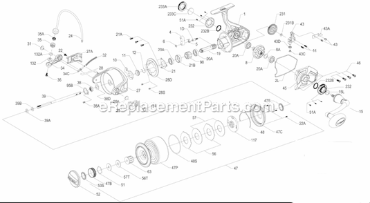 Page A Diagram and Parts List for SSV7500  Penn Spinning Reels