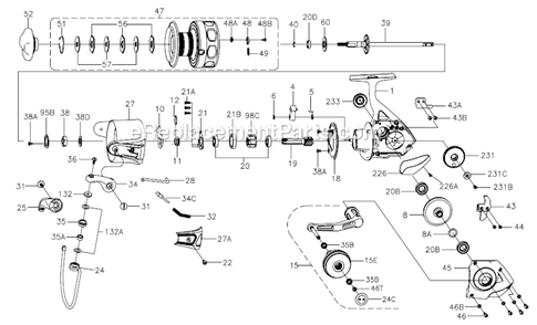 Page A Diagram and Parts List for CFT8000  Penn Spinning Reels