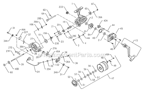 Page A Diagram and Parts List for 103CS  Penn Spinning Reels