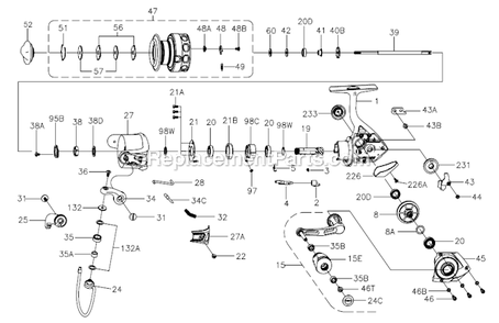 Page A Diagram and Parts List for CFT2500  Penn Spinning Reels