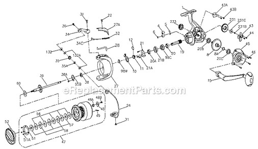 Page A Diagram and Parts List for PUR7000  Penn Spinning Reels