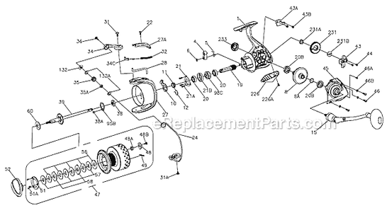 Page A Diagram and Parts List for SG8000  Penn Spinning Reels