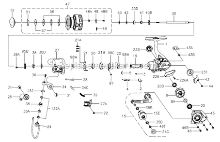 Page A Diagram and Parts List for CFT2000  Penn Spinning Reels