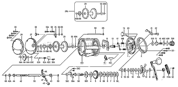 Page A Diagram and Parts List for DFN40LW  Penn Conventional Reels