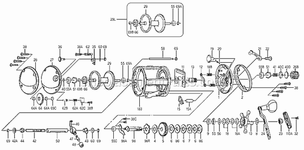 Page A Diagram and Parts List for DFN20LW  Penn Conventional Reels