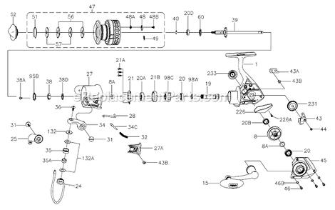 Page A Diagram and Parts List for BTLII4000  Penn Spinning Reels