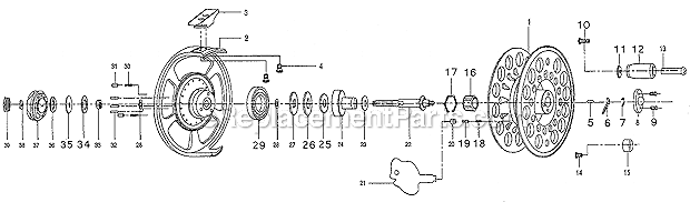 Page A Diagram and Parts List for 1978  Pflueger Fly Reels