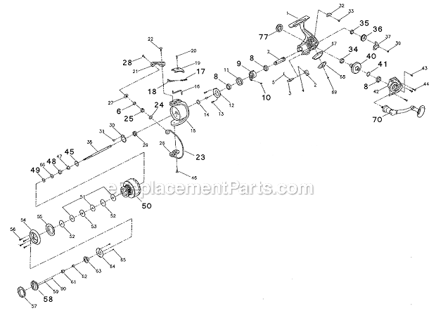 Page A Diagram and Parts List for 5925  Pflueger Spinning Reels