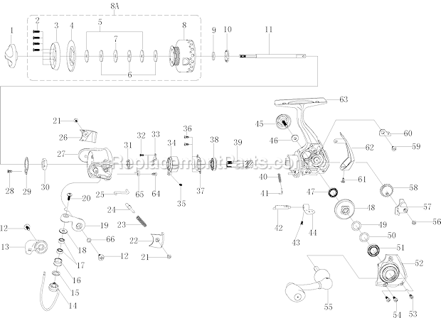 Page A Diagram and Parts List for 6720  Pflueger Spinning Reels