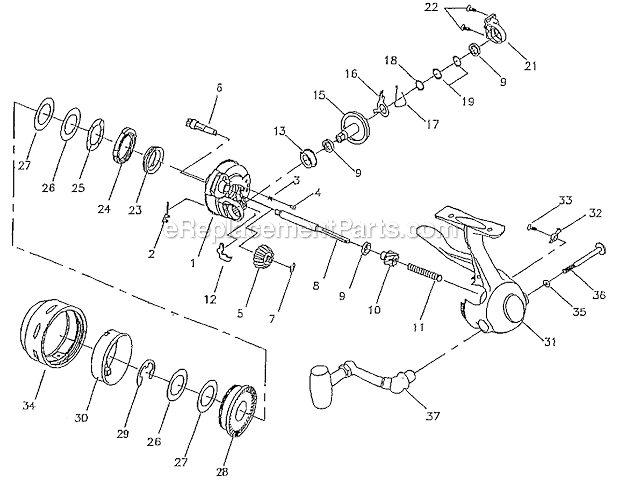 Page A Diagram and Parts List for 4410U  Pflueger Spinning Reels