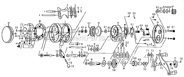 Page A Diagram and Parts List for TRION66  Pflueger Baitcast Reels