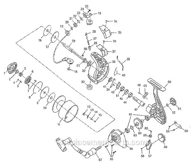 Page A Diagram and Parts List for 7580  Pflueger Spinning Reels