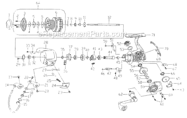 Page A Diagram and Parts List for 9230XT  Pflueger Spinning Reels