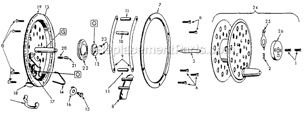 Page A Diagram and Parts List for 1494  Pflueger Fly Reels