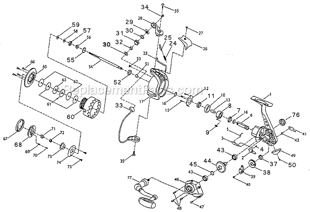 Page A Diagram and Parts List for BW6040  Pflueger Baitcast Reels