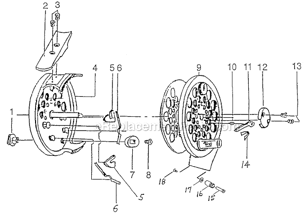 Page A Diagram and Parts List for 1834  Pflueger Fly Reels
