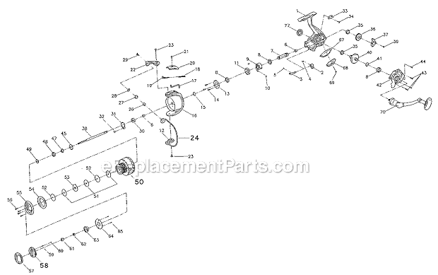 Page A Diagram and Parts List for 5940  Pflueger Spinning Reels