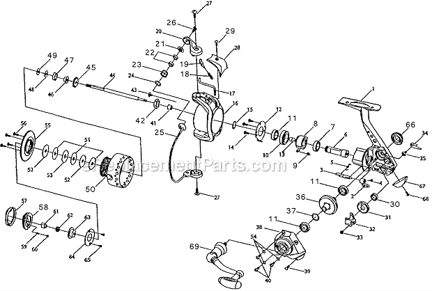 Page A Diagram and Parts List for 6030  Pflueger Fly Reels